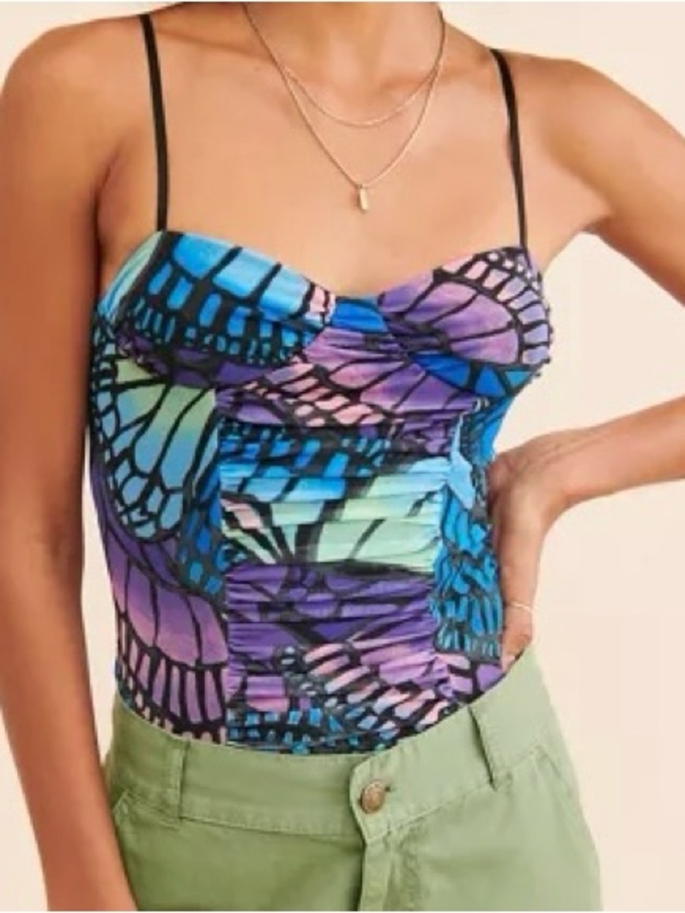 AFRM butterfly print bodysuit